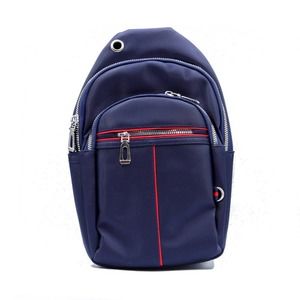 Nylon Navy and Red Stripe Crossbody Sling Bag
